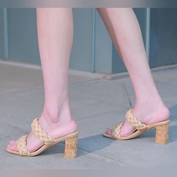 (34-3525) 🔥3/$20🔥 LACUONE Women's Mid Heels Square Toe Block Heeled Sz 8.5 - Picture 3 of 10